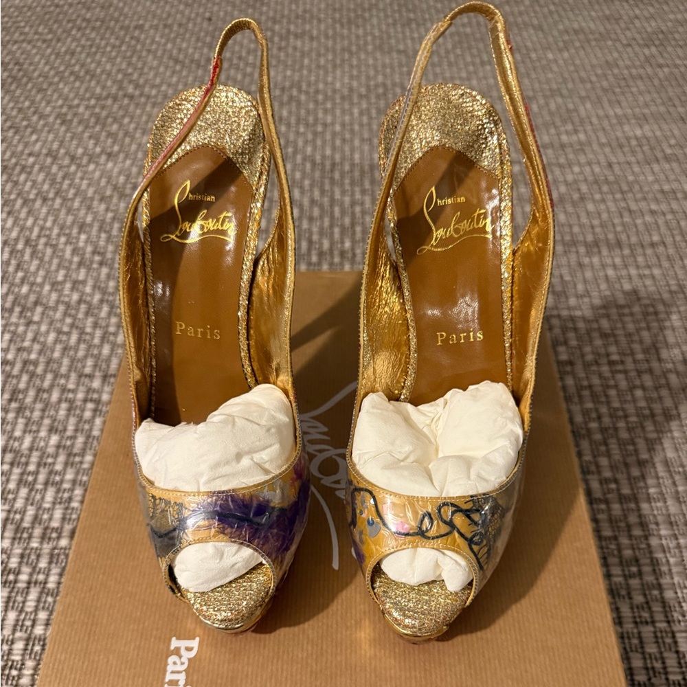 Christian Louboutin Winter Trash PVC Slingback Peep-Toe Pumps